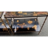 1950′ Paire de Tables Maison Baguès Décor Bambou en Bronze Doré Avec Plateaux Laque de Chine