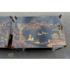 1950′ Paire de Tables Maison Baguès Décor Bambou en Bronze Doré Avec Plateaux Laque de Chine