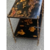 1950′ Paire de Tables Maison Baguès Décor Bambou en Bronze Doré Avec Plateaux Laque de Chine