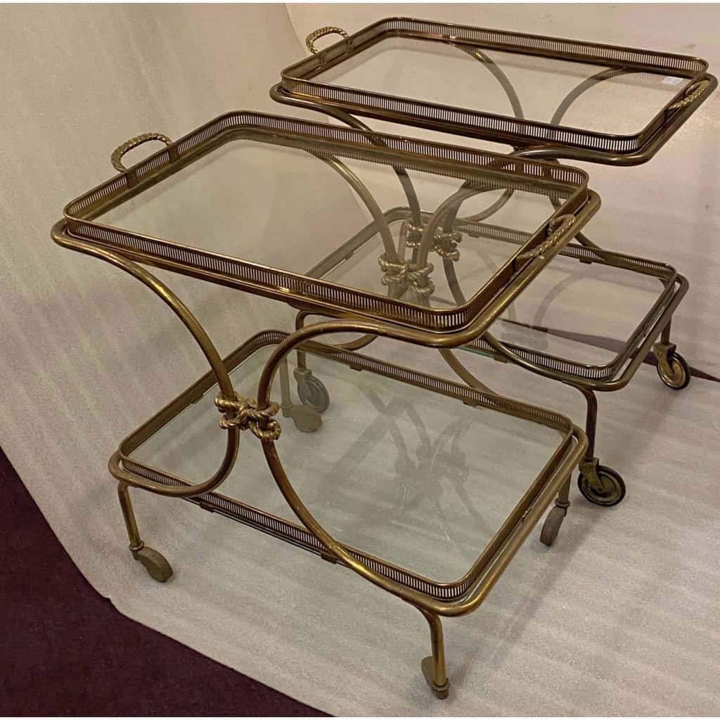 1970′ Paire De Bar Roulant en Bronze et Laiton Doré Maison Baguès Ou Charles Ou Jansen Décor Napoléon 3 | Biron |||||||||||||||