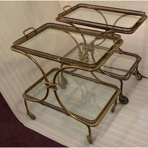 1970′ Paire De Bar Roulant en Bronze et Laiton Doré Maison Baguès Ou Charles Ou Jansen Décor Napoléon 3