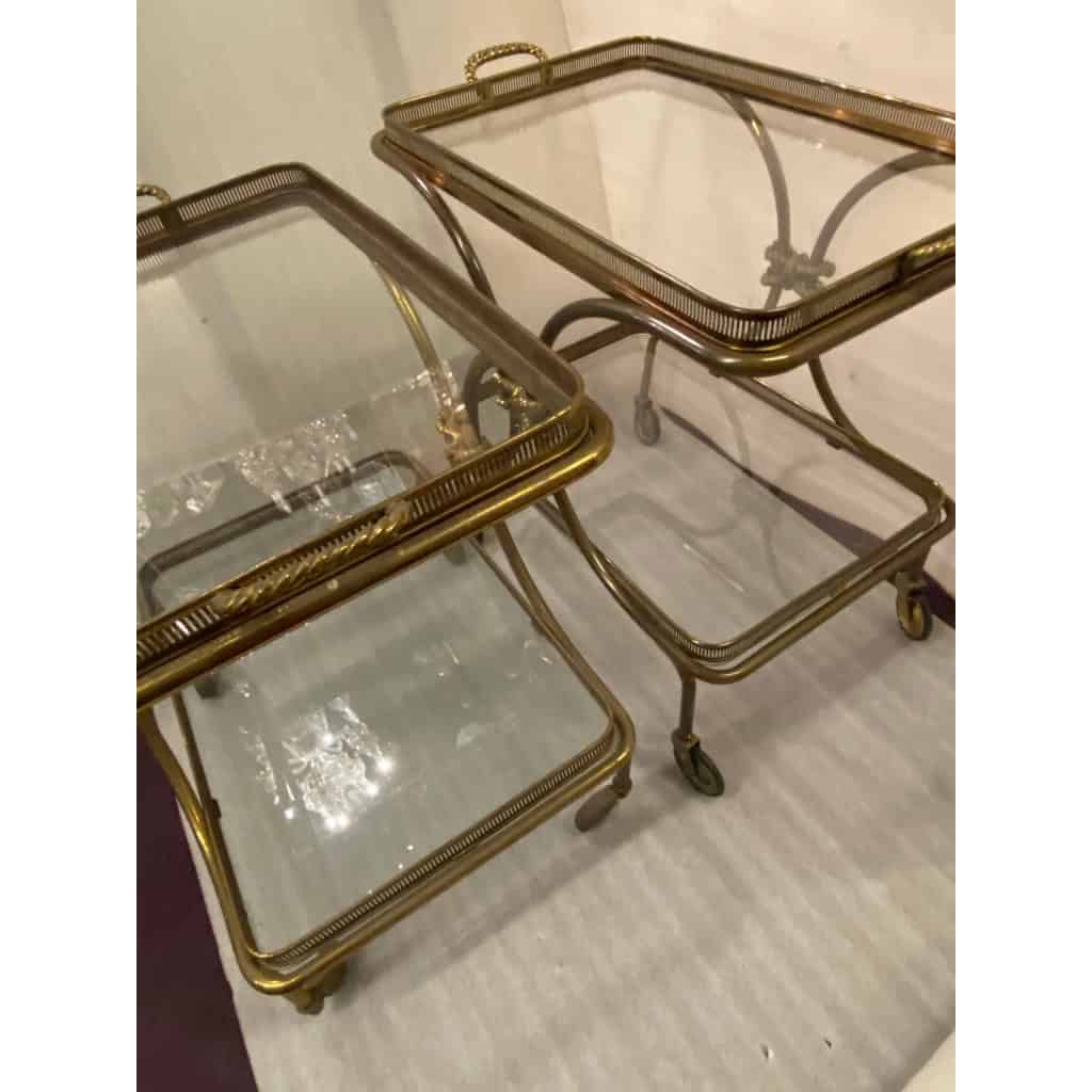 1970′ Paire De Bar Roulant en Bronze et Laiton Doré Maison Baguès Ou Charles Ou Jansen Décor Napoléon 3 | Biron 1970′ Paire De Bar Roulant en Bronze et Laiton Doré Maison Baguès Ou Charles Ou Jansen Décor Napoléon 3