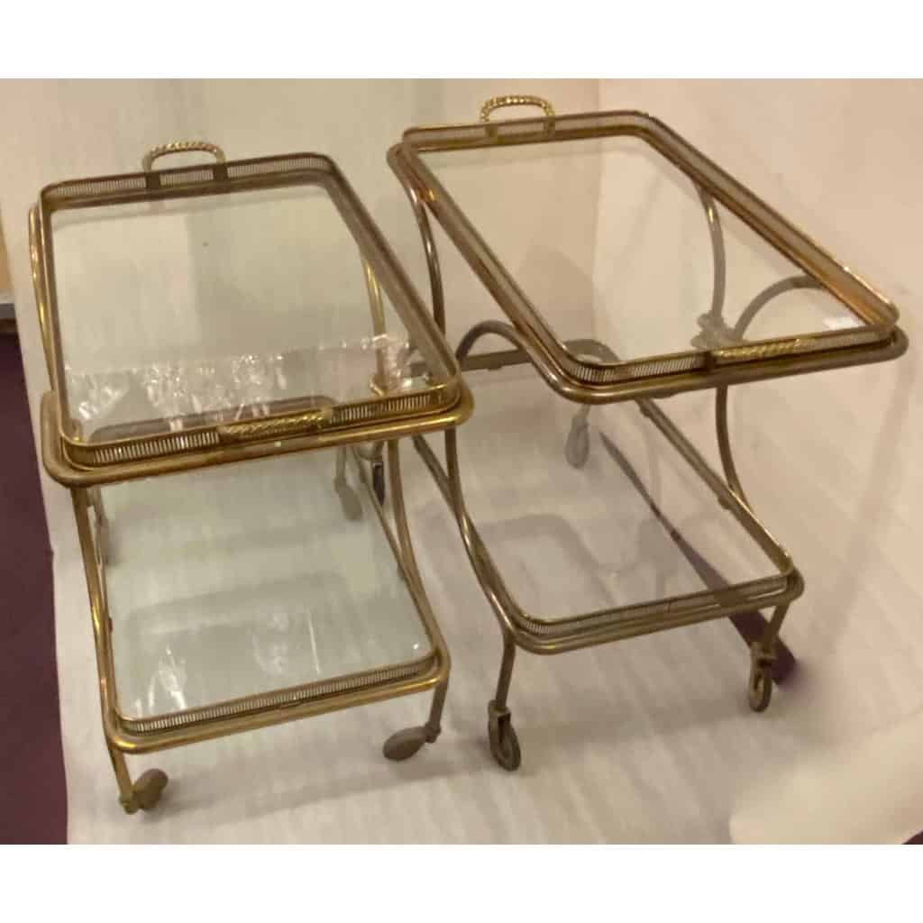1970′ Paire De Bar Roulant en Bronze et Laiton Doré Maison Baguès Ou Charles Ou Jansen Décor Napoléon 3 | Biron 1970′ Paire De Bar Roulant en Bronze et Laiton Doré Maison Baguès Ou Charles Ou Jansen Décor Napoléon 3