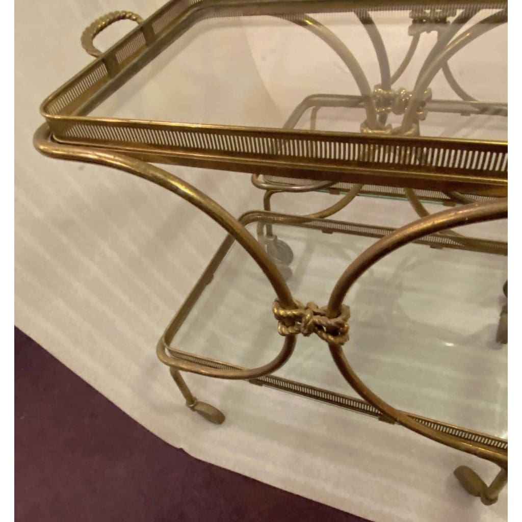 1970′ Paire De Bar Roulant en Bronze et Laiton Doré Maison Baguès Ou Charles Ou Jansen Décor Napoléon 3 | Biron 1970′ Paire De Bar Roulant en Bronze et Laiton Doré Maison Baguès Ou Charles Ou Jansen Décor Napoléon 3