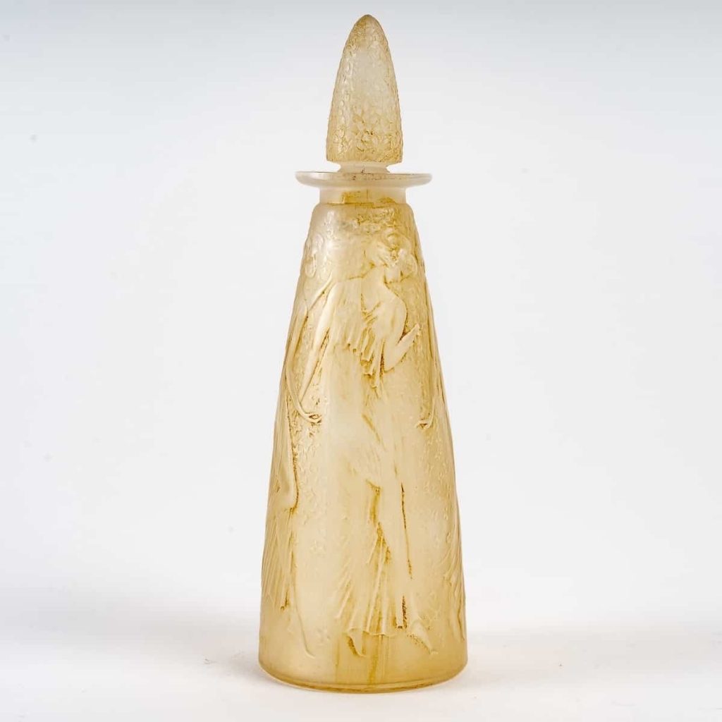 Flacon « Poésie » verre blanc patiné jaune de René LALIQUE pour D’Orsay | Biron ||||||||