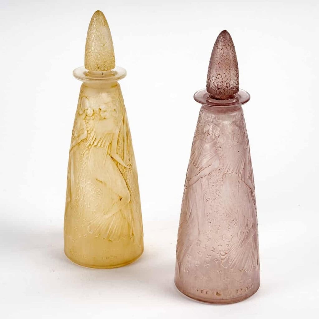 Flacon « Poésie » verre blanc patiné jaune de René LALIQUE pour D’Orsay | Biron Flacon « Poésie » verre blanc patiné jaune de René LALIQUE pour D'Orsay