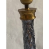 1970′ Paire de Lampes en Verre Ou Cristal Fumé Et Bronze Doré