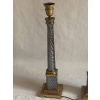 1970′ Paire de Lampes en Verre Ou Cristal Fumé Et Bronze Doré