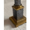 1970′ Paire de Lampes en Verre Ou Cristal Fumé Et Bronze Doré