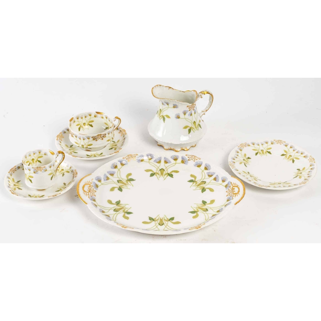 Service à Café et Thé en Porcelaine Théodore Haviland Limoges, Collection Mousseline, 31 Pièces, 6 Personnes, Porcelaine de Luxe Française | Biron |||||||||||||