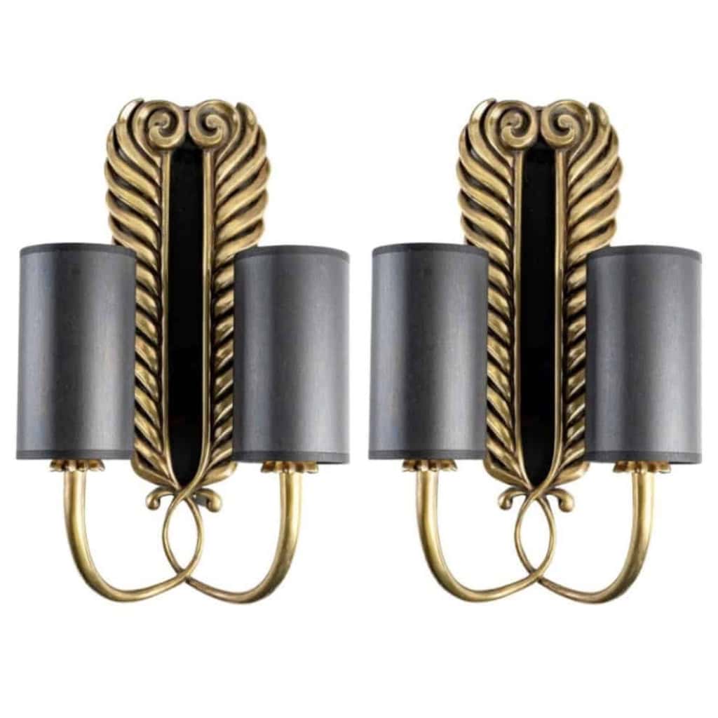 1960 Paire d’appliques en bronze de la Maison Honoré 2