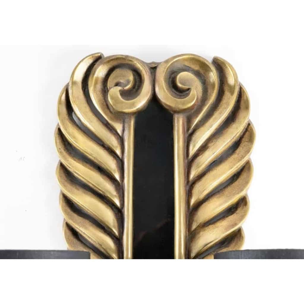 1960 Paire d’appliques en bronze de la Maison Honoré 4