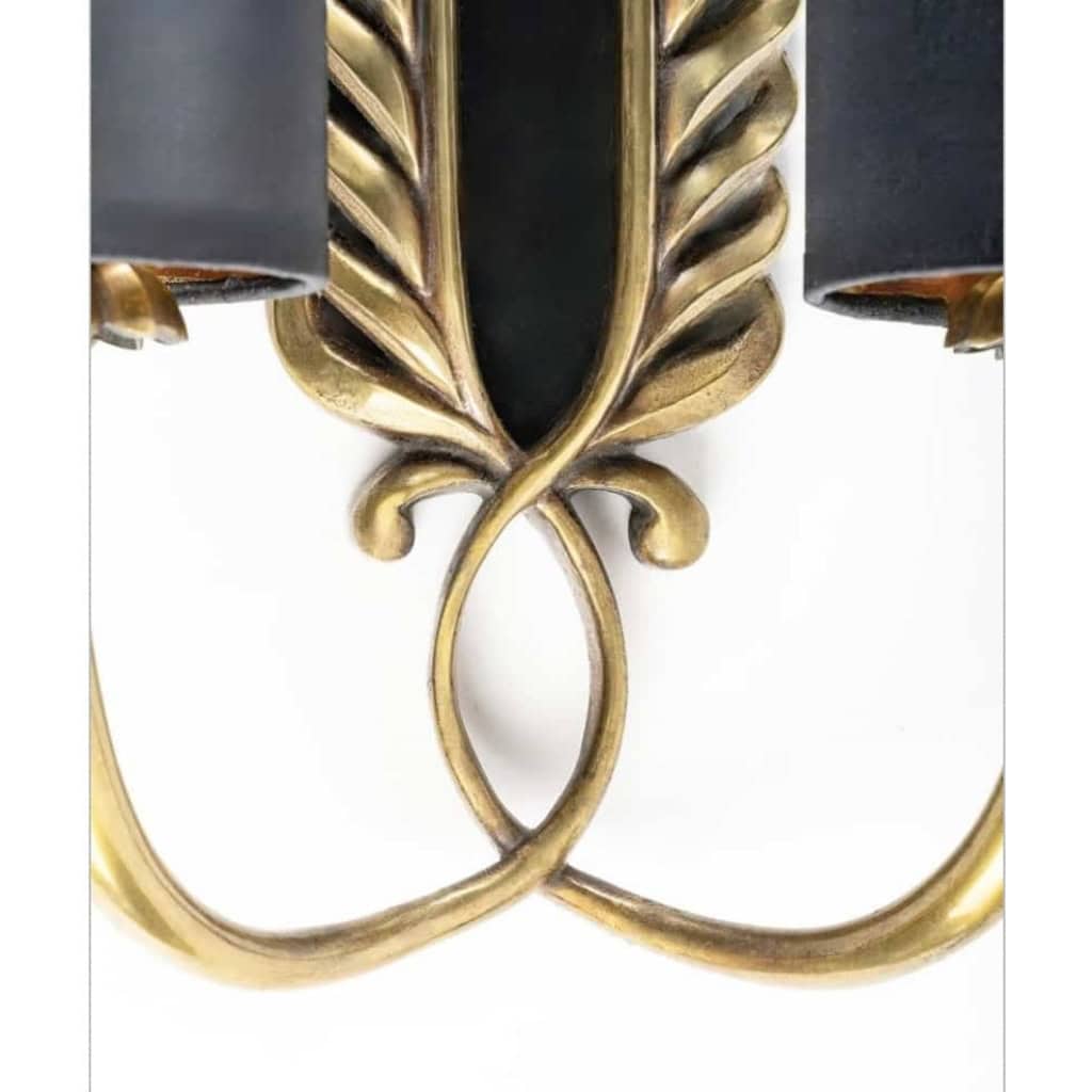 1960 Paire d’appliques en bronze de la Maison Honoré 5