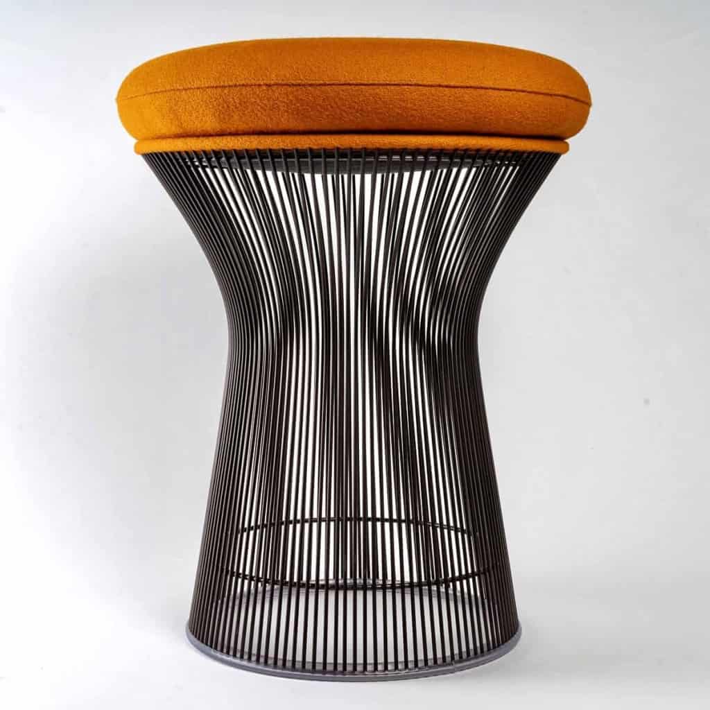 Tabouret Tissus Kvadrat Tonus Structure Métal Bronze de Warren PLATNER | Biron Tabouret Tissus Kvadrat Tonus Structure Métal Bronze de Warren PLATNER