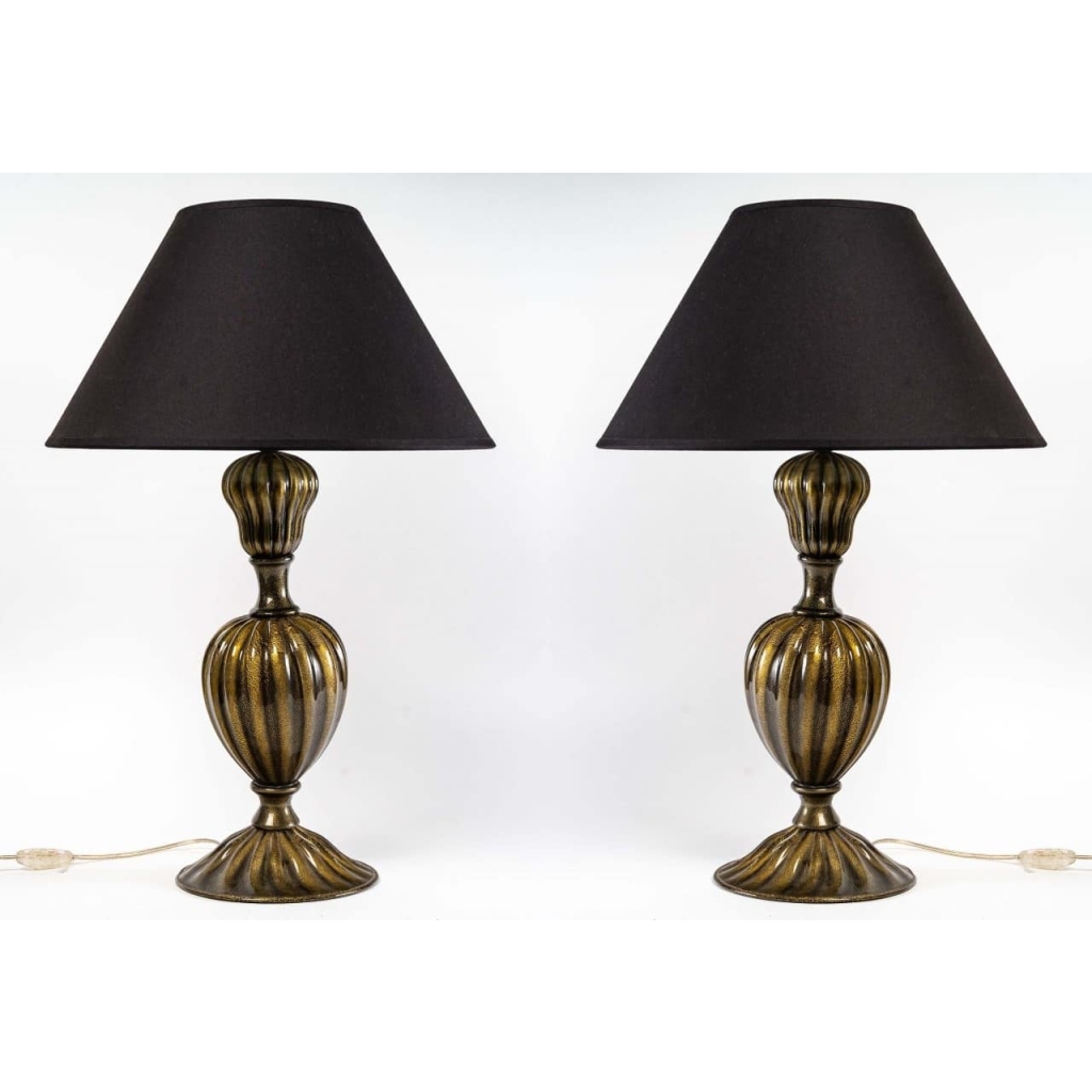 Paire de lampes balustres en verre de Murano, années 1950 | Biron |||||||||