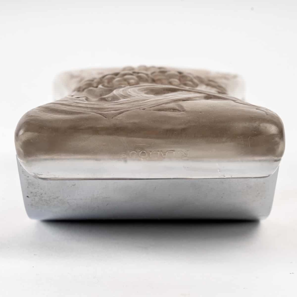 Buvard « Mûres » verre blanc patiné brun de René LALIQUE | Biron Buvard "Mûres" verre blanc patiné brun de René LALIQUE
