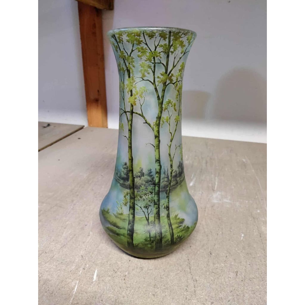 Daum Nancy : Vase Paysage Lacustre « Printemps » | Biron Daum Nancy : Vase Paysage Lacustre « Printemps »