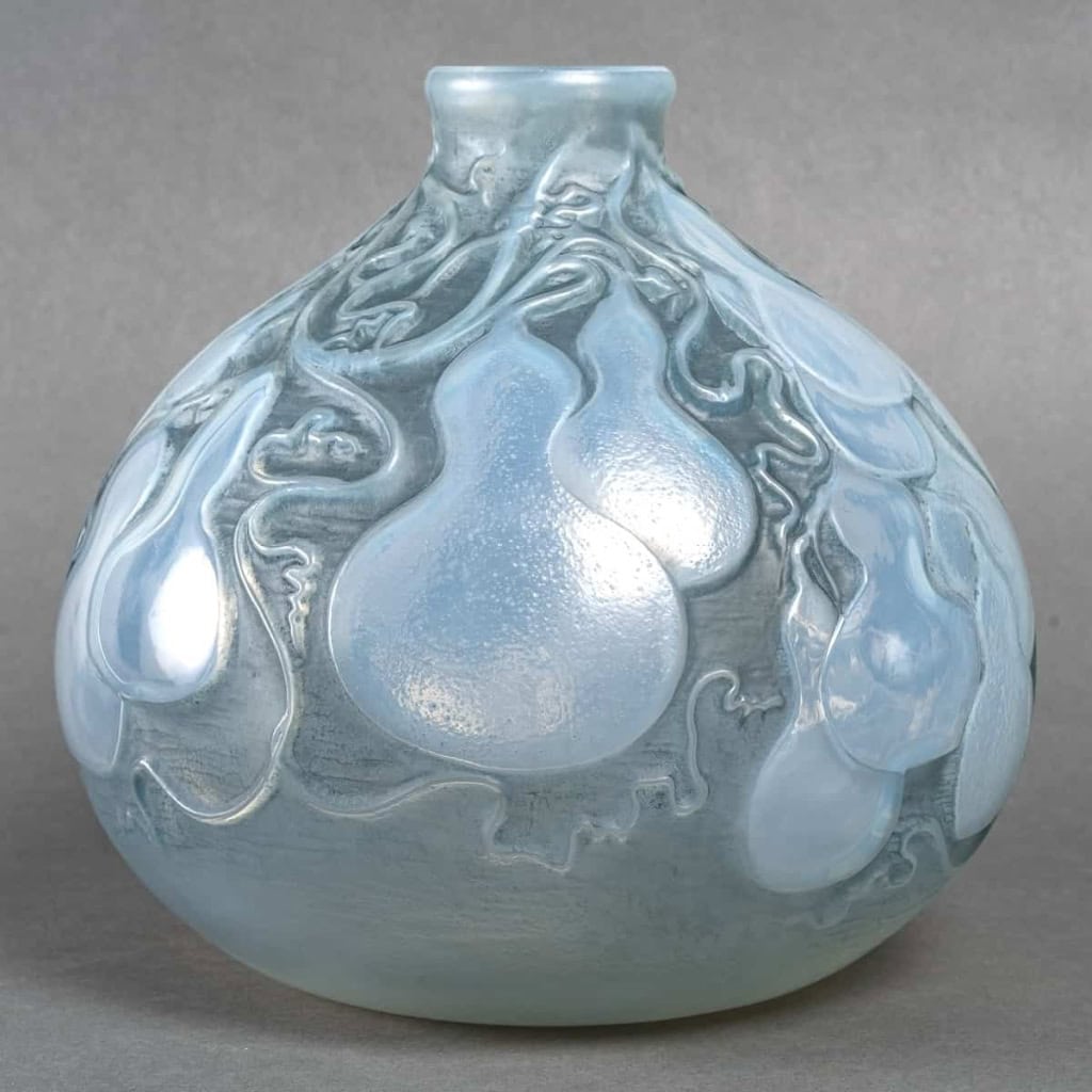 Vase « Courges » verre opalescent patiné bleu de René LALIQUE | Biron ||||||