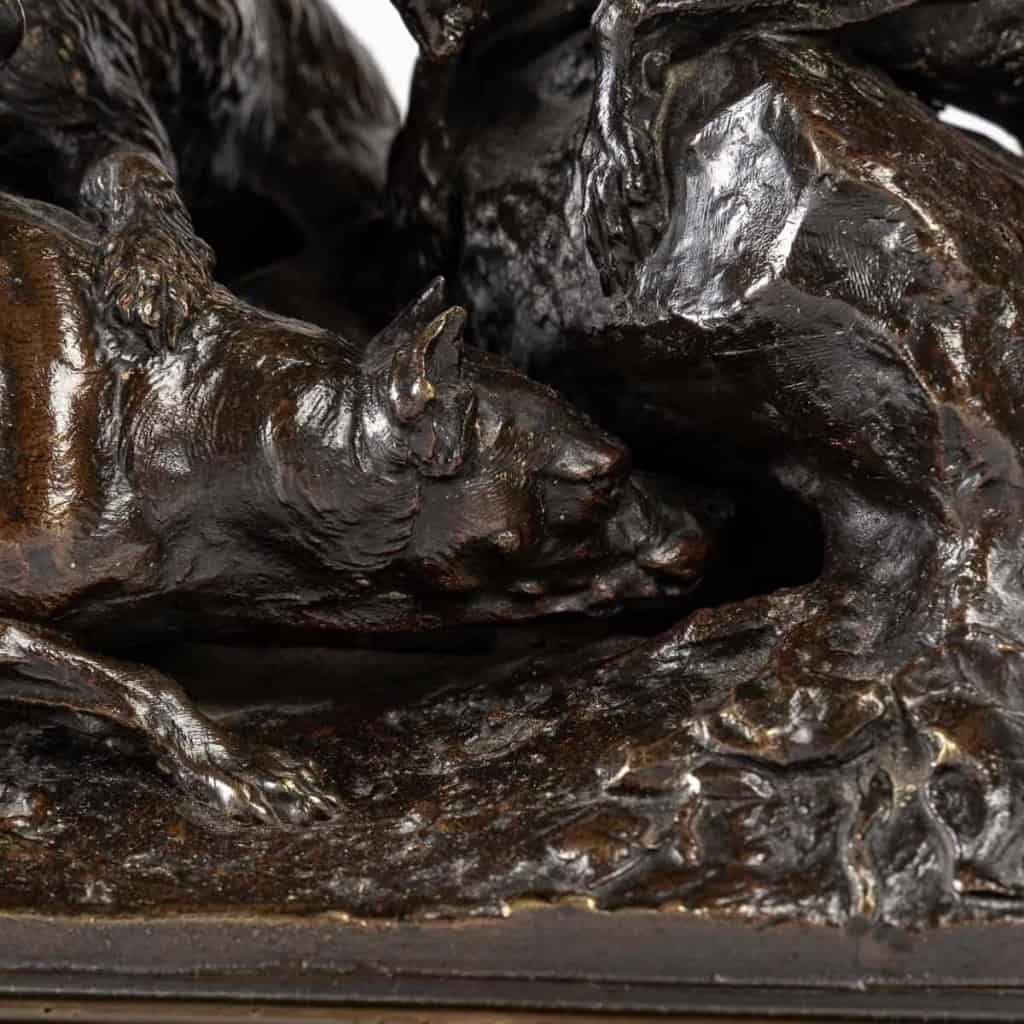 Les 3 chiens au terrier Sculpture en bronze signé P. J. Mène | Biron Les 3 chiens au terrier Sculpture en bronze signé P. J. Mène