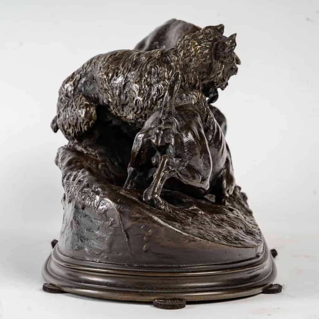 Les 3 chiens au terrier Sculpture en bronze signé P. J. Mène | Biron Les 3 chiens au terrier Sculpture en bronze signé P. J. Mène