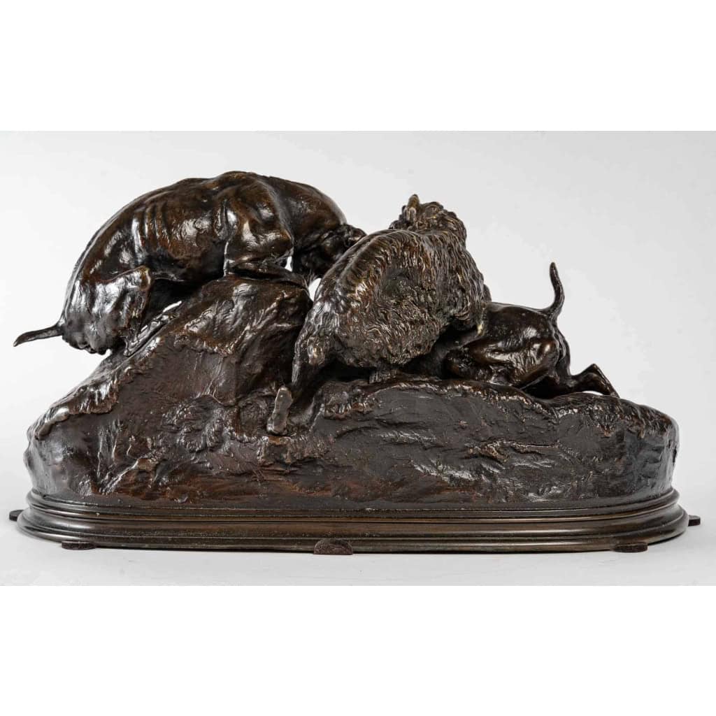 Les 3 chiens au terrier Sculpture en bronze signé P. J. Mène | Biron Les 3 chiens au terrier Sculpture en bronze signé P. J. Mène