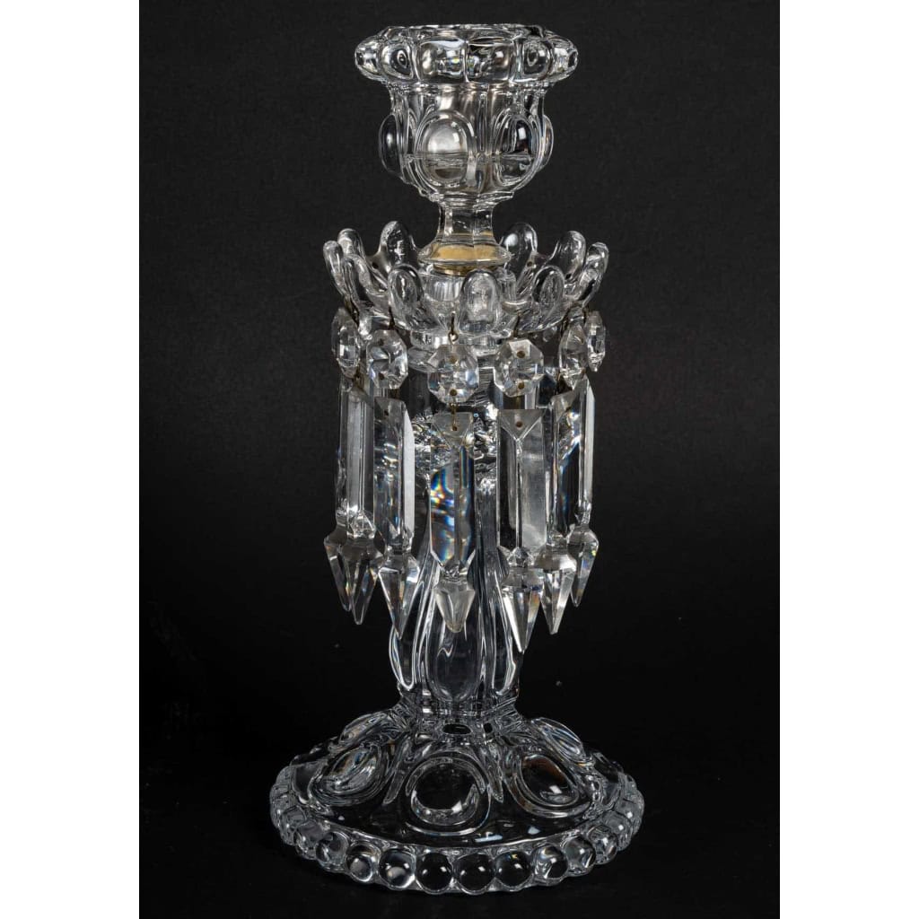 Paire de Candélabres Baccarat en Cristal, XXème Siècle – Une Lumière, Parfait État | Biron Paire De Candélabres 1L Cristal Baccarat