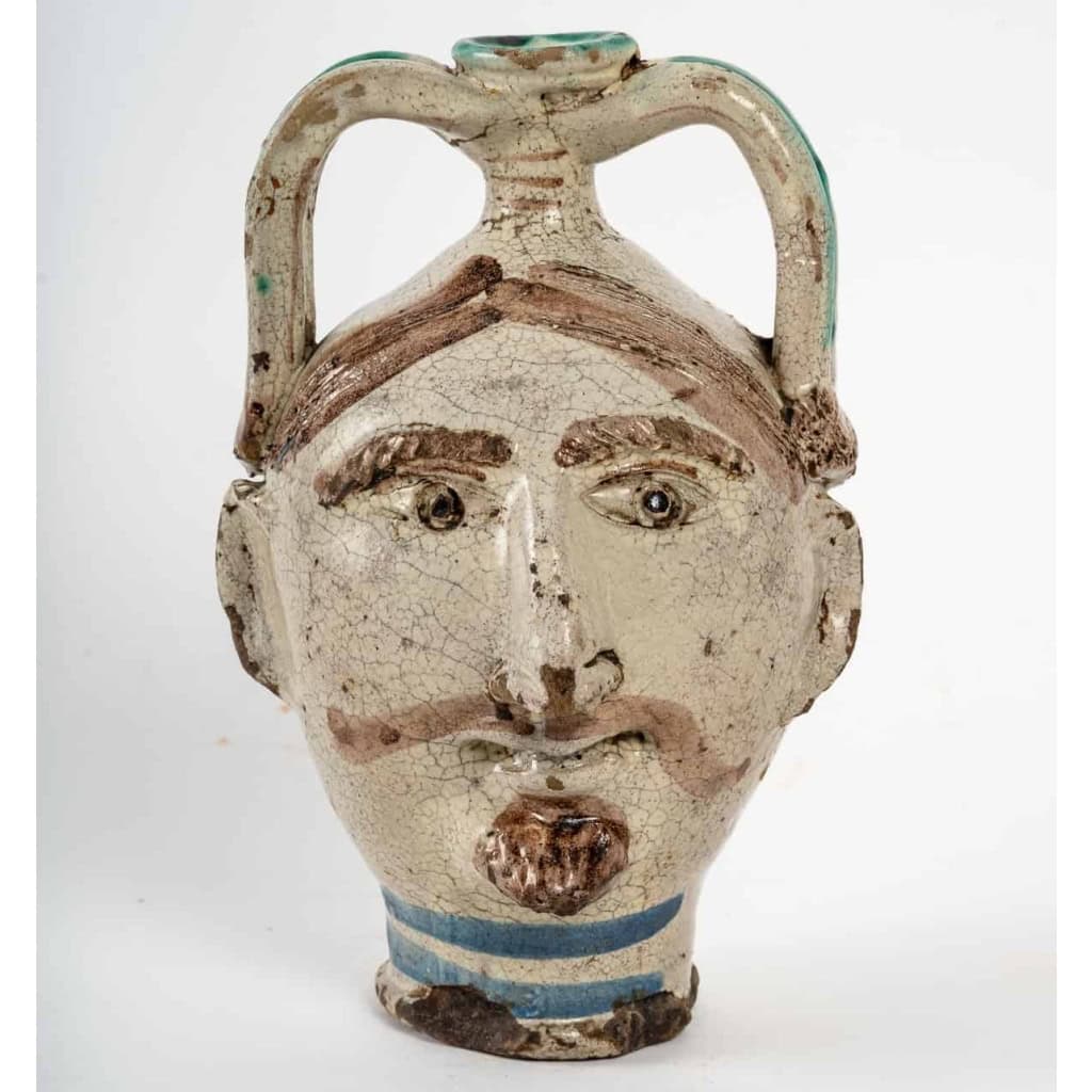 Petite cruche anthropomorphe à visage d’homme. Italie XVIIIème siècle | Biron |||||||