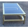1970′ Table Basse Rectangulaire Guy Lefevre En Laiton Et Vitres Fumées
