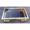 1970′ Table Basse Rectangulaire Guy Lefevre En Laiton Et Vitres Fumées