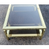 1970′ Table Basse Rectangulaire Guy Lefevre En Laiton Et Vitres Fumées