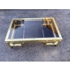 1970′ Table Basse Rectangulaire Guy Lefevre En Laiton Et Vitres Fumées