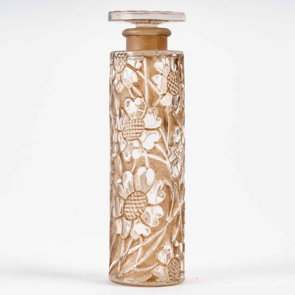 Flacon « Chypre » verre blanc patiné sépia de René LALIQUE pour Forvil | Biron |||||