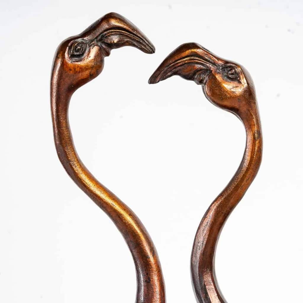 Flamants roses en bronzes, fondeur Chapon, XXème siècle | Biron Flamants roses en bronzes, fondeur Chapon, XXème siècle