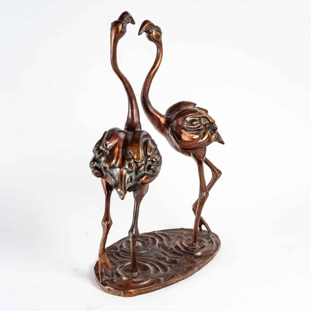 Flamants roses en bronzes, fondeur Chapon, XXème siècle | Biron Flamants roses en bronzes, fondeur Chapon, XXème siècle
