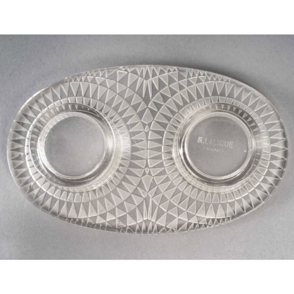 Huilier Vinaigrier « Bourgueil » en verre blanc de René LALIQUE | Biron Huilier Vinaigrier "Bourgueil" en verre blanc de René LALIQUE