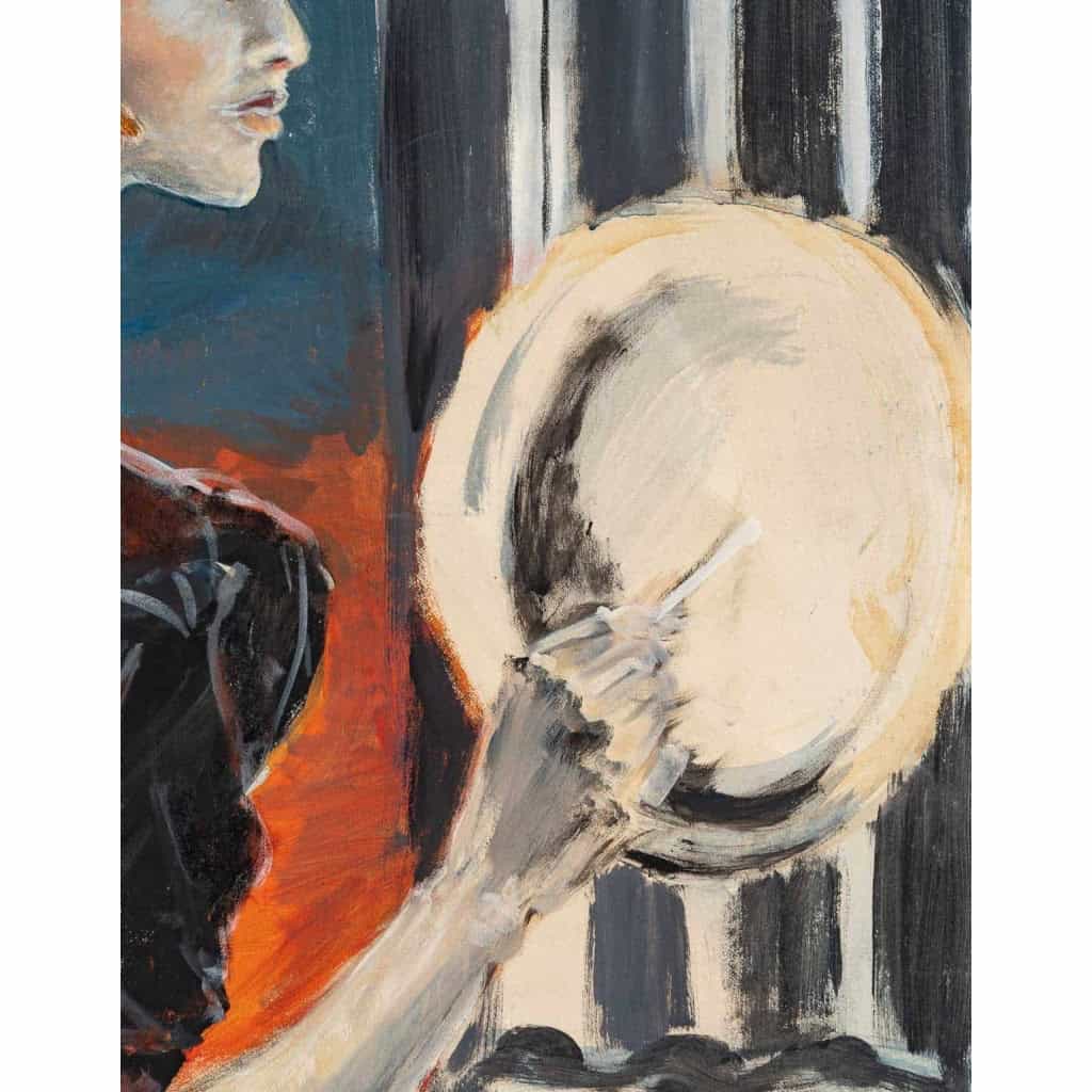 Grande peinture de Luez, La dame au chapeau, XXème siècle | Biron Grande peinture de Luez, La dame au chapeau, XXème siècle
