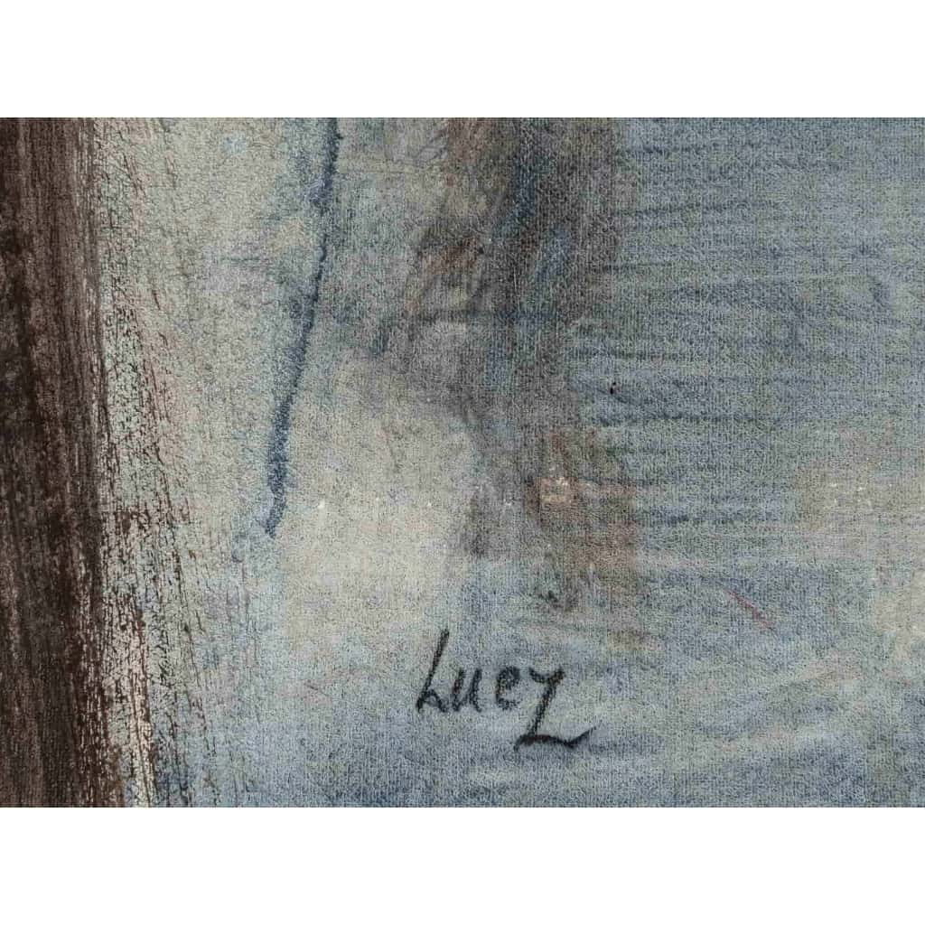Grande peinture de Luez, La dame au chapeau, XXème siècle | Biron Grande peinture de Luez, La dame au chapeau, XXème siècle
