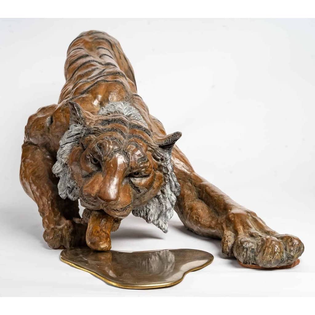 Tigre en bronze, fondeur Chapon, XXème siècle | Biron Tigre en bronze, fondeur Chapon, XXème siècle
