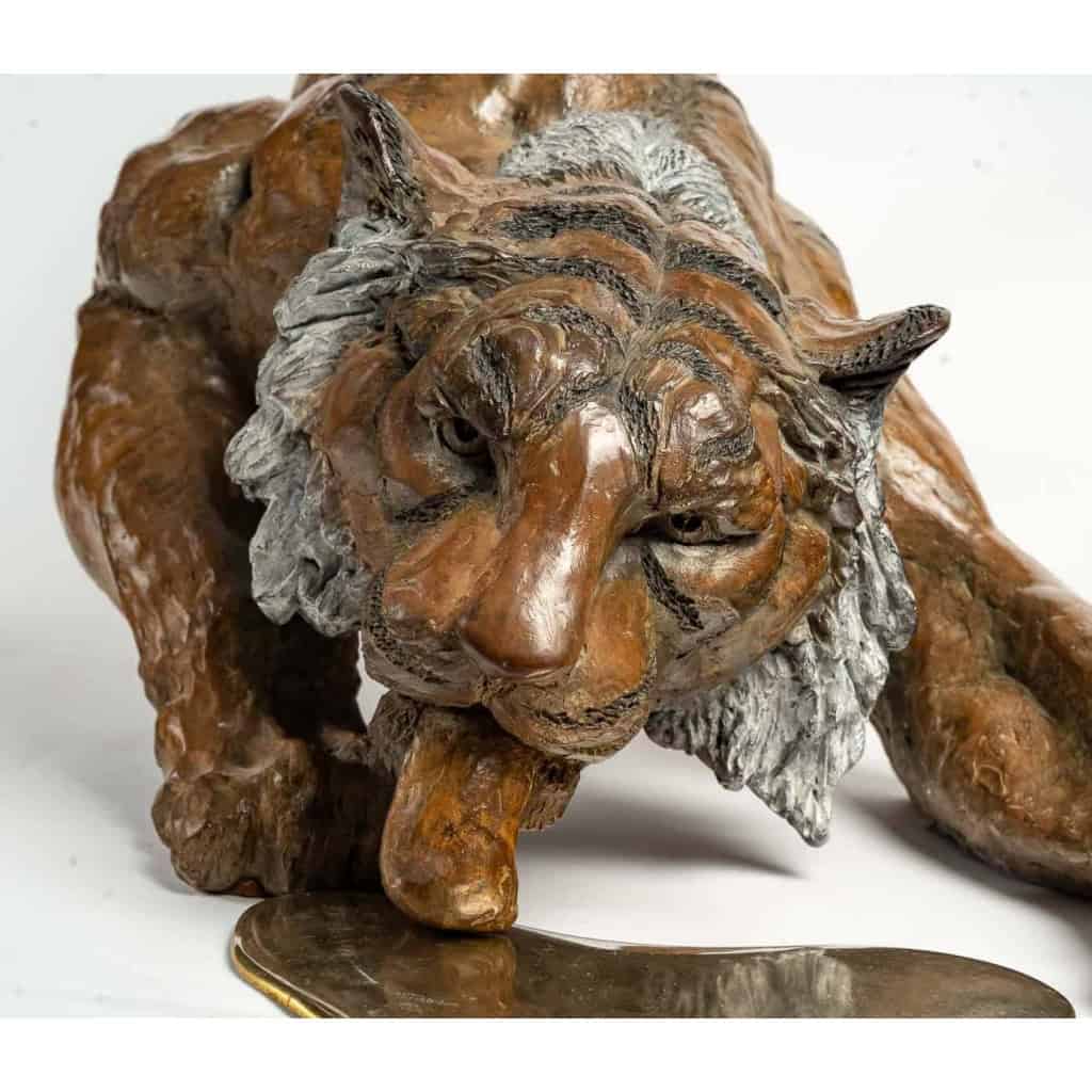 Tigre en bronze, fondeur Chapon, XXème siècle | Biron Tigre en bronze, fondeur Chapon, XXème siècle