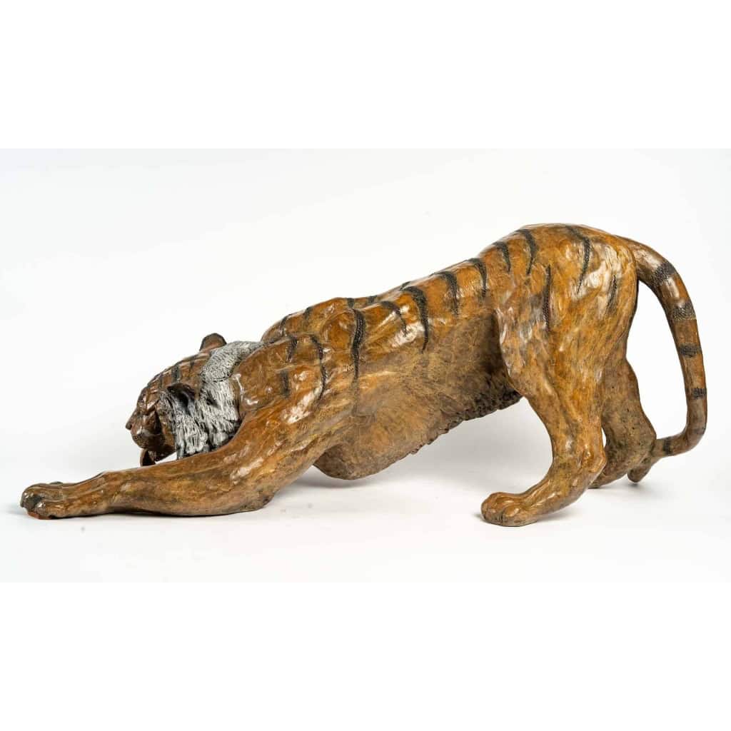 Tigre en bronze, fondeur Chapon, XXème siècle | Biron Tigre en bronze, fondeur Chapon, XXème siècle