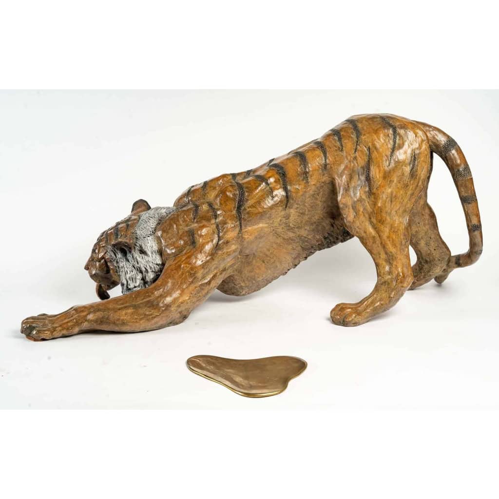 Tigre en bronze, fondeur Chapon, XXème siècle | Biron Tigre en bronze, fondeur Chapon, XXème siècle