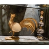Coq en oeuf d’autruche et laiton doré, années 1970 | Biron Coq en oeuf d'autruche et laiton doré, années 1970