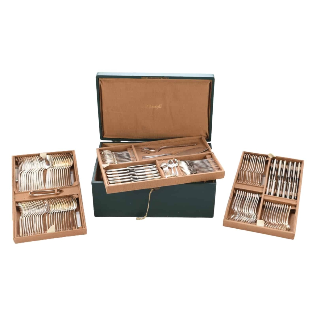 Christofle : modèle « Boreal » – Ménagère en métal argenté 160 pièces | Biron |||||||||||