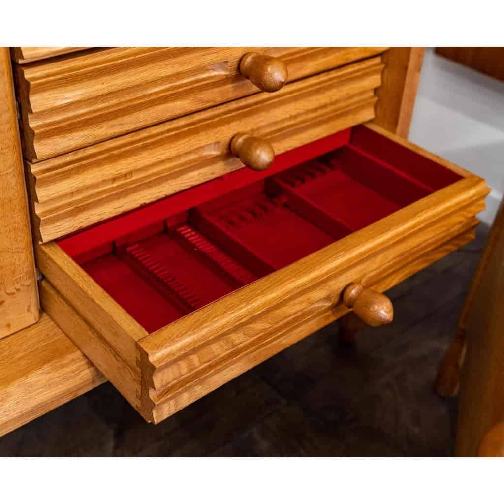 Guillerme et Charmbron, Enfilade en chêne blond, années 1950 7 Guillerme et Charmbron, Enfilade en chêne blond, années 1950 7