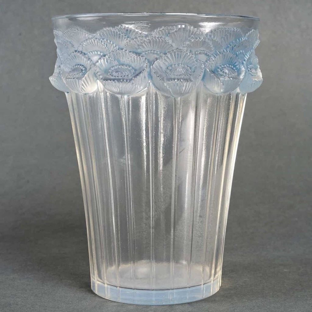 Vase « Boutons d’Or » verre opalescent patiné bleu de René LALIQUE | Biron |||||