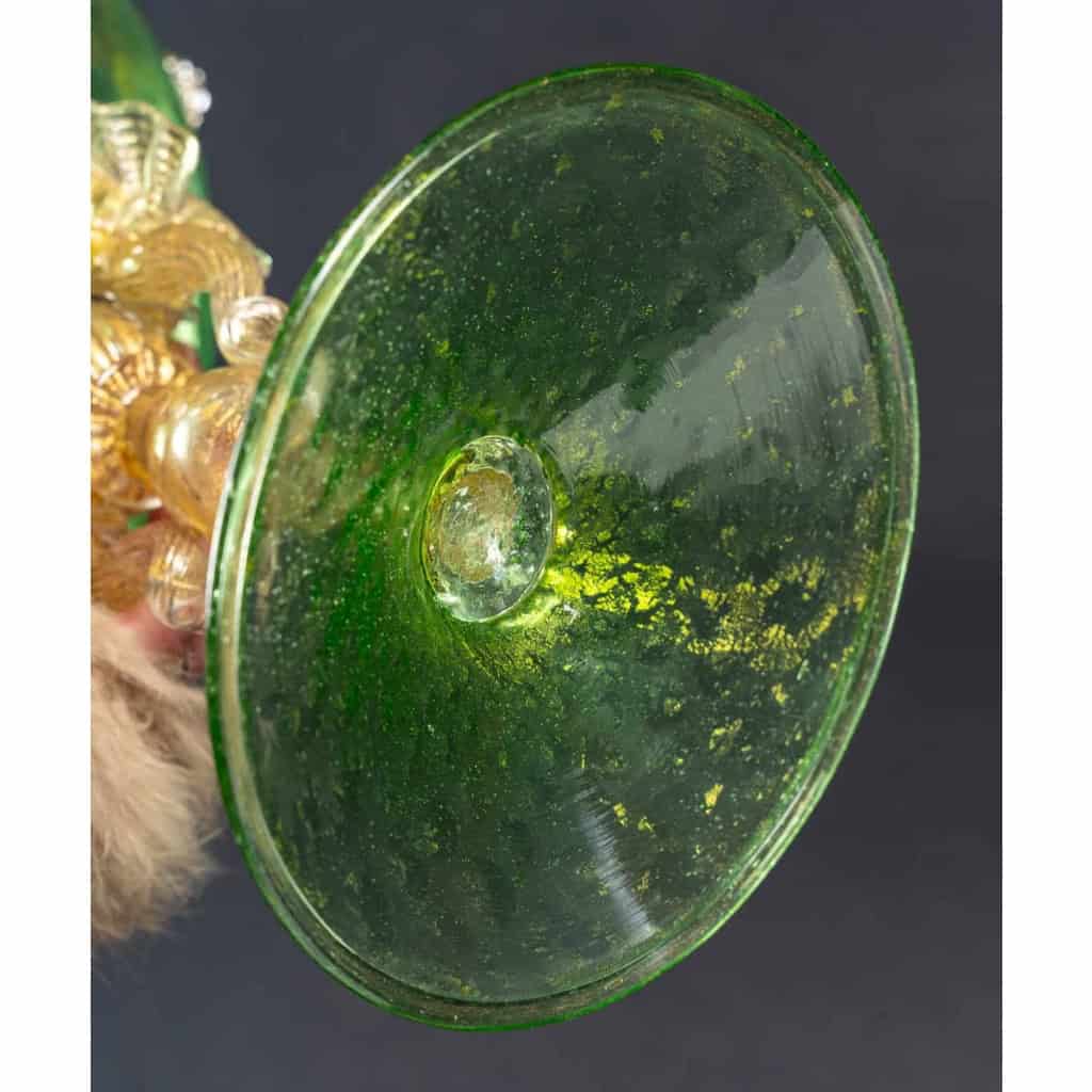 Grande coupe verte aux 4 dragons, Antonio Salviati, 1885 | Biron Grande coupe verte aux 4 dragons, Antonio Salviati, 1885