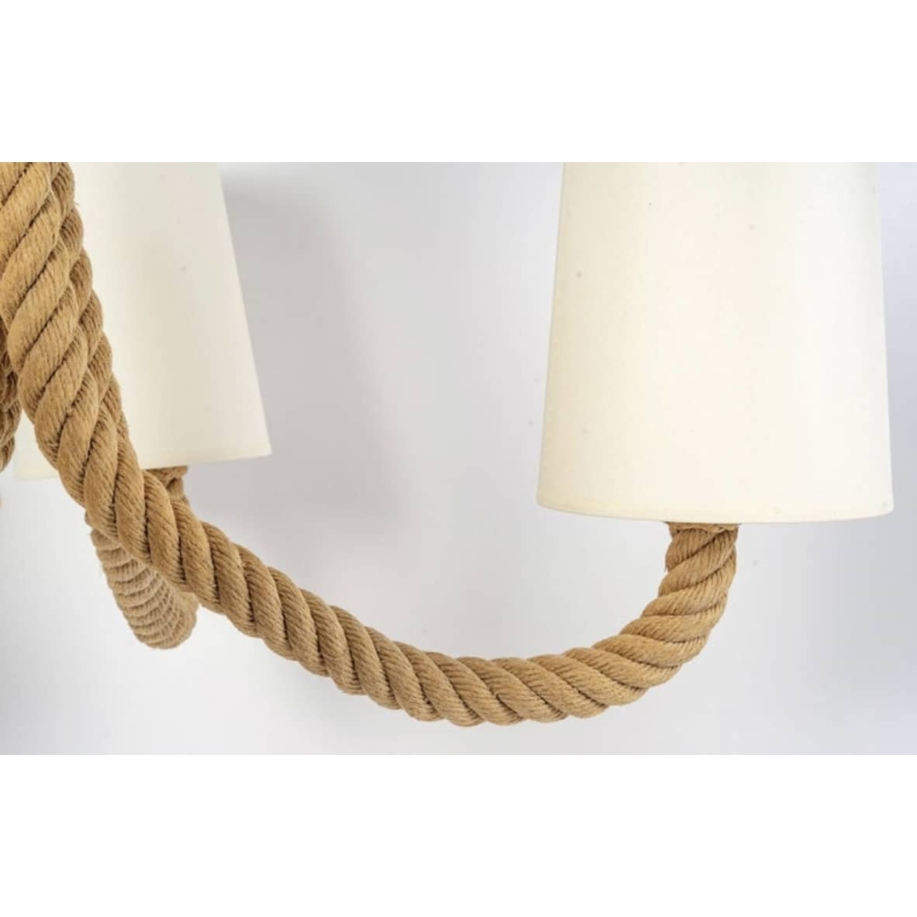 1950 Grand Lustre en cordes par Adrien Audoux & Frida Minet | Biron 1950 Grand Lustre en cordes par Adrien Audoux & Frida Minet