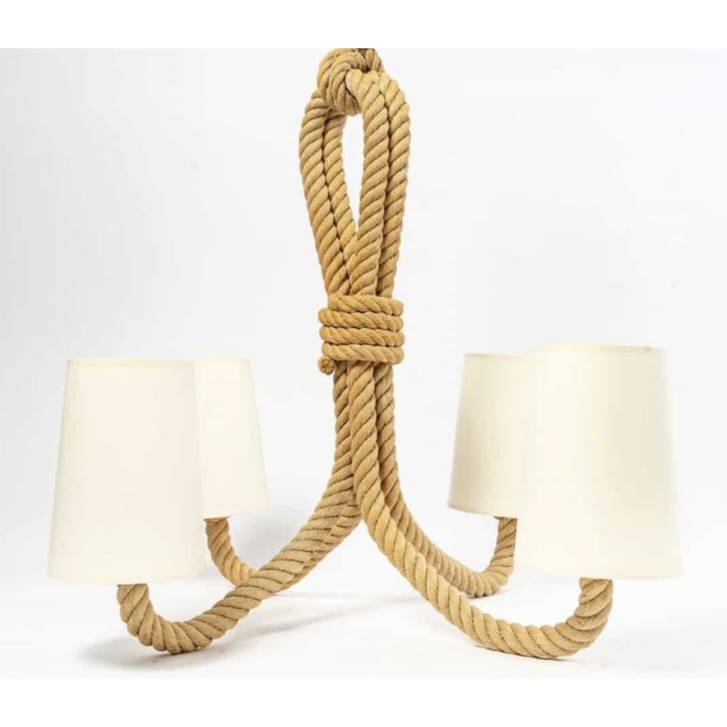 1950 Grand Lustre en cordes par Adrien Audoux & Frida Minet | Biron 1950 Grand Lustre en cordes par Adrien Audoux & Frida Minet
