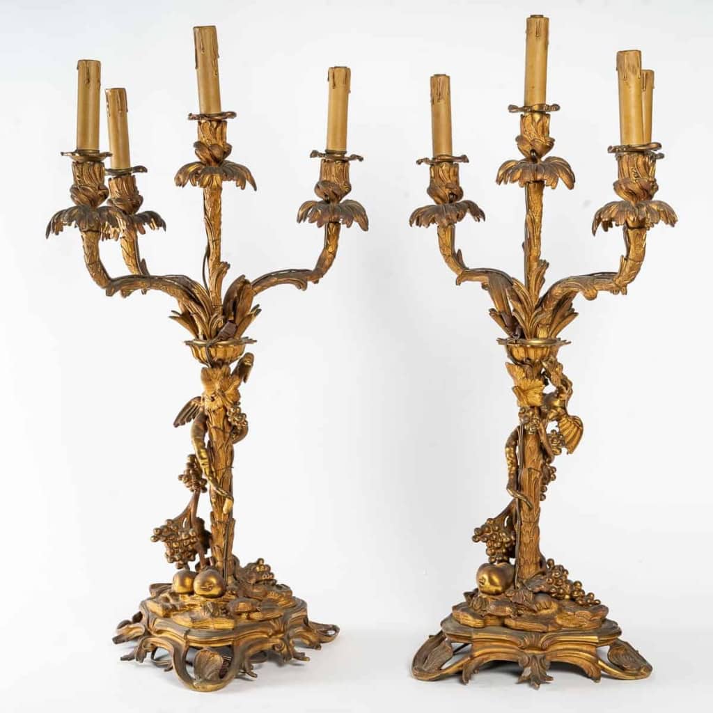 Paire de candélabres du XIXème siècle en bronze doré | Biron Paire de candélabres du XIXème siècle en bronze doré