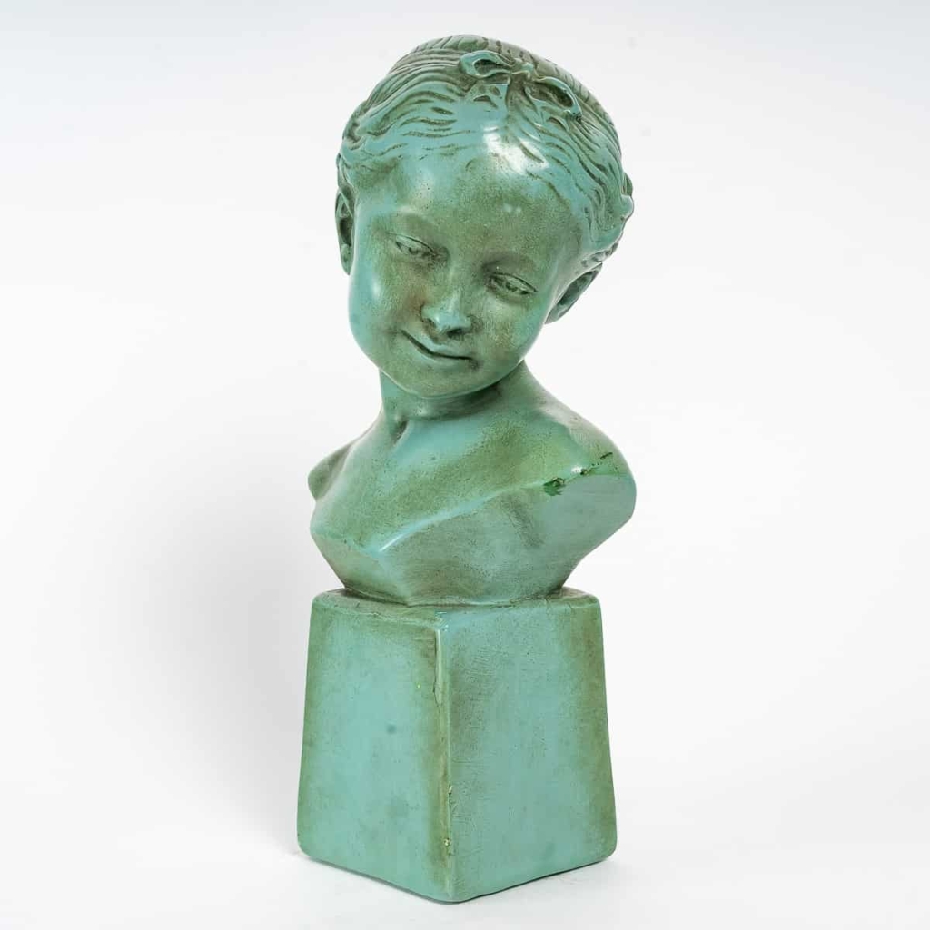 Sculpture en Plâtre Laqué, Buste de Jeune Fille. | Biron ||||||||